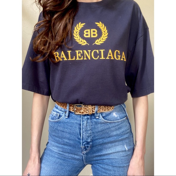 Balenciaga Black and Gold Logo T-Shirt - Picture 3 of 12
